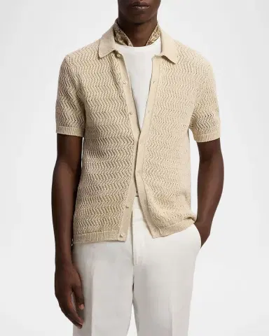 Ralph Lauren Purple Label Textured Cotton Short-Sleeve Cardigan | Thumbnail 4 Ralph Lauren Purple Label Textured Cotton Short-Sleeve Cardigan | Thumbnail 4
