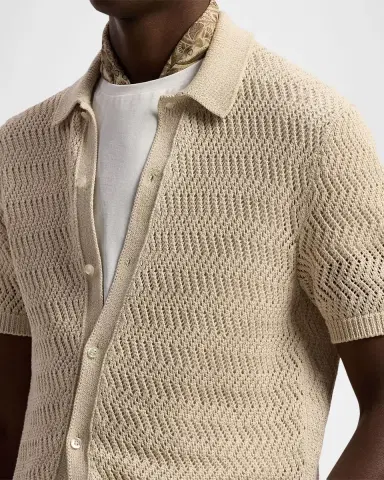 Ralph Lauren Purple Label Textured Cotton Short-Sleeve Cardigan | Thumbnail 5 Ralph Lauren Purple Label Textured Cotton Short-Sleeve Cardigan | Thumbnail 5
