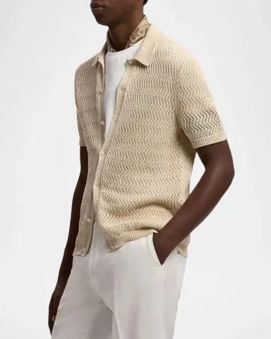 Ralph Lauren Purple Label Textured Cotton Short-Sleeve Cardigan | Thumbnail 6 Ralph Lauren Purple Label Textured Cotton Short-Sleeve Cardigan | Thumbnail 6