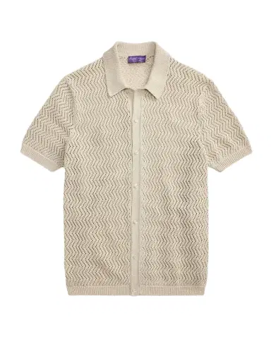 Ralph Lauren Purple Label Textured Cotton Short-Sleeve Cardigan | Thumbnail 1 Ralph Lauren Purple Label Textured Cotton Short-Sleeve Cardigan | Thumbnail 1