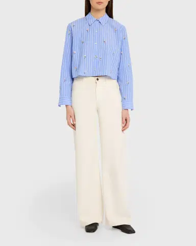 L'Agence Cosette Sequined Button-Front Crop Shirt | Thumbnail 2 L'Agence Cosette Sequined Button-Front Crop Shirt | Thumbnail 2