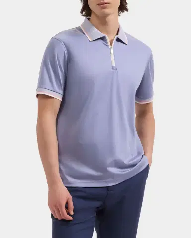 Bugatchi Men's Tipped Knit-Trim Quarter-Zip Polo Shirt | Thumbnail 4 Bugatchi Men's Tipped Knit-Trim Quarter-Zip Polo Shirt | Thumbnail 4