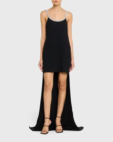 TOM FORD Crystal Sleeveless Grain De Poudre High-Low Gown | Thumbnail 2 TOM FORD Crystal Sleeveless Grain De Poudre High-Low Gown | Thumbnail 2