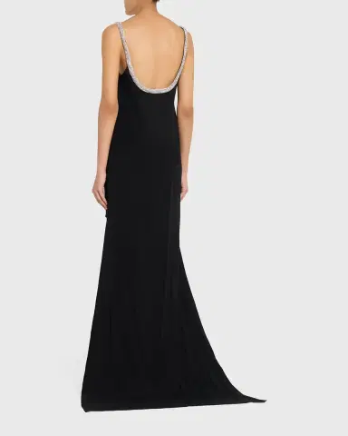 TOM FORD Crystal Sleeveless Grain De Poudre High-Low Gown | Thumbnail 3 TOM FORD Crystal Sleeveless Grain De Poudre High-Low Gown | Thumbnail 3