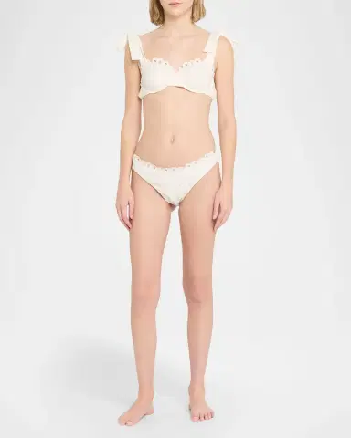 SIMKHAI Sofie Embroidered Tie-Strap Bikini Top | Thumbnail 2 SIMKHAI Sofie Embroidered Tie-Strap Bikini Top | Thumbnail 2