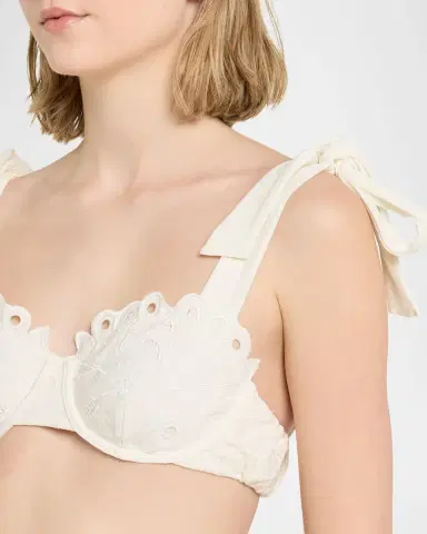 SIMKHAI Sofie Embroidered Tie-Strap Bikini Top | Thumbnail 4 SIMKHAI Sofie Embroidered Tie-Strap Bikini Top | Thumbnail 4