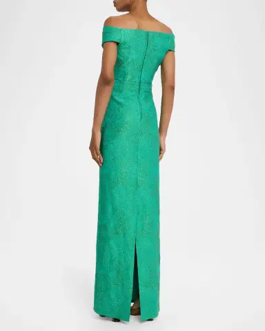 Rickie Freeman for Teri Jon Off-Shoulder Metallic Jacquard Column Gown | Thumbnail 3 Rickie Freeman for Teri Jon Off-Shoulder Metallic Jacquard Column Gown | Thumbnail 3