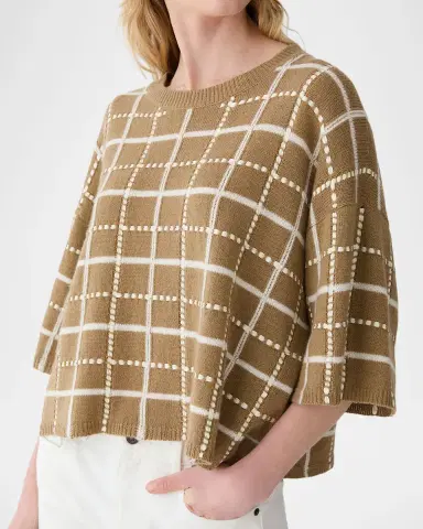 Lafayette 148 New York Oversized Cashmere-Linen Grid Sweater | Thumbnail 6 Lafayette 148 New York Oversized Cashmere-Linen Grid Sweater | Thumbnail 6