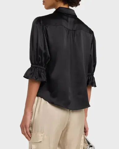 Cinq à Sept Fiona Silk Satin Short-Sleeve Top | Thumbnail 2 Cinq à Sept Fiona Silk Satin Short-Sleeve Top | Thumbnail 2