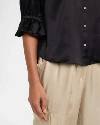 Cinq à Sept Fiona Silk Satin Short-Sleeve Top | Thumbnail 5 Cinq à Sept Fiona Silk Satin Short-Sleeve Top | Thumbnail 5
