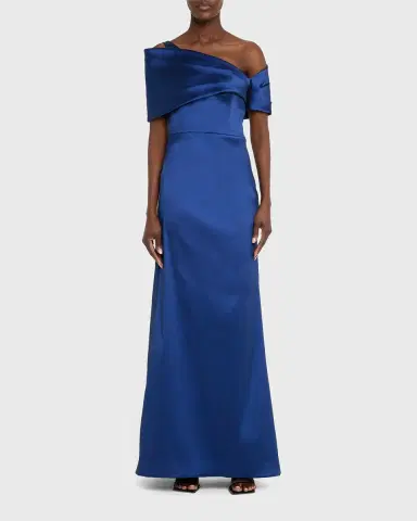 Rickie Freeman for Teri Jon One-Shoulder Stretch Mikado Gown | Thumbnail 2 Rickie Freeman for Teri Jon One-Shoulder Stretch Mikado Gown | Thumbnail 2