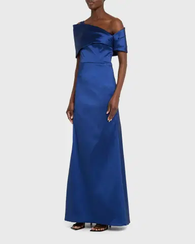 Rickie Freeman for Teri Jon One-Shoulder Stretch Mikado Gown | Thumbnail 4 Rickie Freeman for Teri Jon One-Shoulder Stretch Mikado Gown | Thumbnail 4