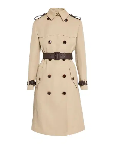 Burberry Foxfield Leather-Trim Double-Breasted Trench Coat | Thumbnail 1 Burberry Foxfield Leather-Trim Double-Breasted Trench Coat | Thumbnail 1