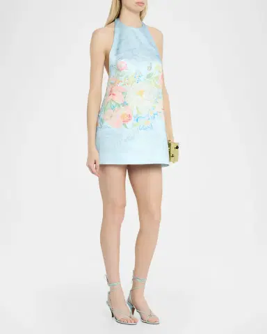 Retrofête Drexley Floral Halter Mini Dress | Thumbnail 4 Retrofête Drexley Floral Halter Mini Dress | Thumbnail 4