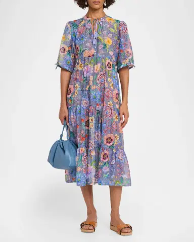 Johnny Was Lilliana Tiered Midi Dress | Thumbnail 2 Johnny Was Lilliana Tiered Midi Dress | Thumbnail 2