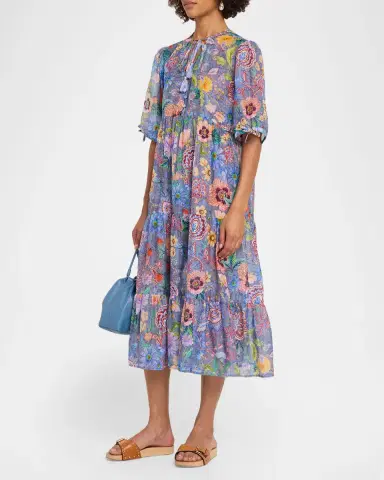 Johnny Was Lilliana Tiered Midi Dress | Thumbnail 4 Johnny Was Lilliana Tiered Midi Dress | Thumbnail 4