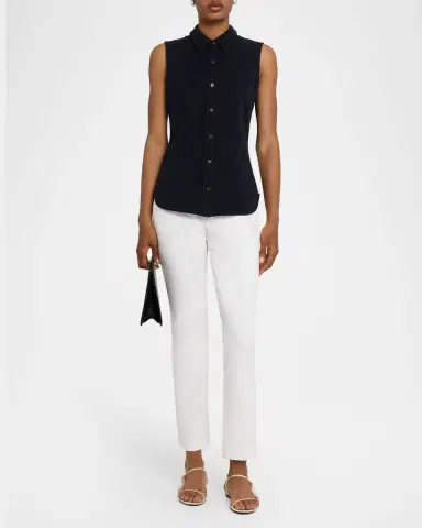 Lafayette 148 New York Sleeveless Cotton Pique Shirt | Thumbnail 2 Lafayette 148 New York Sleeveless Cotton Pique Shirt | Thumbnail 2