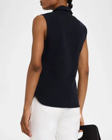 Lafayette 148 New York Sleeveless Cotton Pique Shirt | Thumbnail 3 Lafayette 148 New York Sleeveless Cotton Pique Shirt | Thumbnail 3