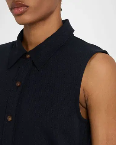 Lafayette 148 New York Sleeveless Cotton Pique Shirt | Thumbnail 5 Lafayette 148 New York Sleeveless Cotton Pique Shirt | Thumbnail 5