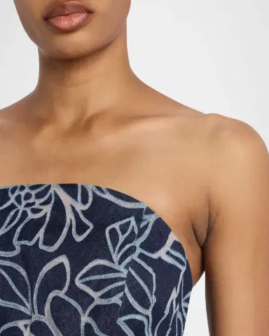 Rickie Freeman for Teri Jon Strapless Floral Burnout Denim Midi Dress | Thumbnail 5 Rickie Freeman for Teri Jon Strapless Floral Burnout Denim Midi Dress | Thumbnail 5