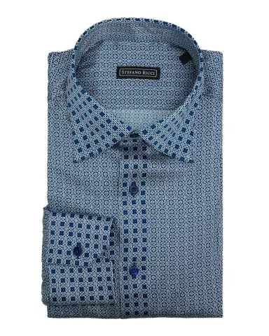 Stefano Ricci Men's Geomtric-Print Silk Dress Shirt | Thumbnail 1 Stefano Ricci Men's Geomtric-Print Silk Dress Shirt | Thumbnail 1