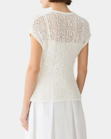 Lafayette 148 New York Lace-Stitch Cotton Knit Sweater | Thumbnail 3 Lafayette 148 New York Lace-Stitch Cotton Knit Sweater | Thumbnail 3