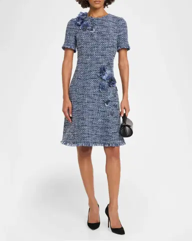 Rickie Freeman for Teri Jon Floral Tweed Short-Sleeve Dress | Thumbnail 2 Rickie Freeman for Teri Jon Floral Tweed Short-Sleeve Dress | Thumbnail 2