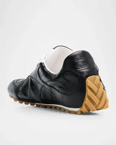 Bottega Veneta Men's Crinkle Leather Intreccio-Sole Low-Top Sneakers | Thumbnail 2 Bottega Veneta Men's Crinkle Leather Intreccio-Sole Low-Top Sneakers | Thumbnail 2
