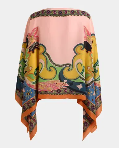 Etro Paisley-Print Silk Poncho | Thumbnail 2 Etro Paisley-Print Silk Poncho | Thumbnail 2