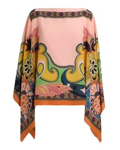 Etro Paisley-Print Silk Poncho | Thumbnail 1 Etro Paisley-Print Silk Poncho | Thumbnail 1