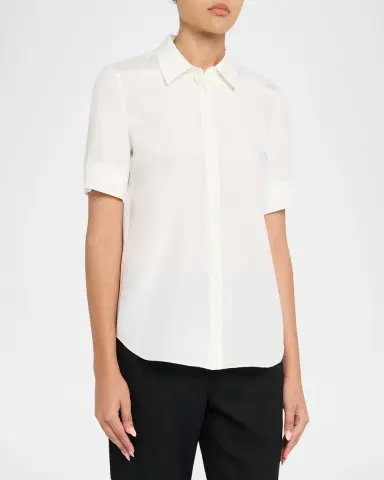 Lafayette 148 New York Scottie Button-Down Cotton Blouse | Thumbnail 4 Lafayette 148 New York Scottie Button-Down Cotton Blouse | Thumbnail 4