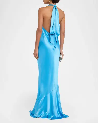 Retrofête Alison Satin Halter Gown | Thumbnail 3 Retrofête Alison Satin Halter Gown | Thumbnail 3