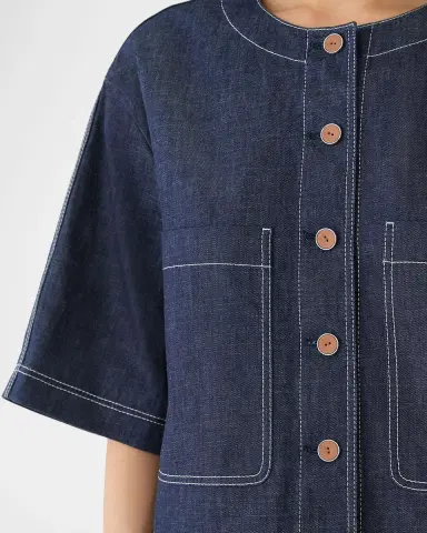Lafayette 148 New York Elbow-Sleeve Cotton Chambray Jacket | Thumbnail 4 Lafayette 148 New York Elbow-Sleeve Cotton Chambray Jacket | Thumbnail 4