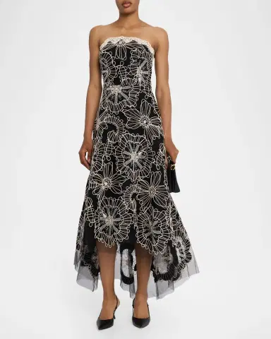 Rickie Freeman for Teri Jon Strapless Floral-Embroidered Tulle Maxi Dress | Thumbnail 2 Rickie Freeman for Teri Jon Strapless Floral-Embroidered Tulle Maxi Dress | Thumbnail 2