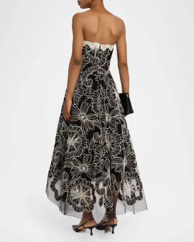 Rickie Freeman for Teri Jon Strapless Floral-Embroidered Tulle Maxi Dress | Thumbnail 3 Rickie Freeman for Teri Jon Strapless Floral-Embroidered Tulle Maxi Dress | Thumbnail 3