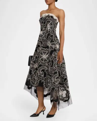 Rickie Freeman for Teri Jon Strapless Floral-Embroidered Tulle Maxi Dress | Thumbnail 4 Rickie Freeman for Teri Jon Strapless Floral-Embroidered Tulle Maxi Dress | Thumbnail 4