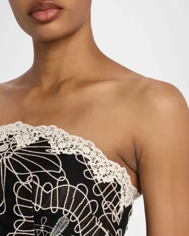 Rickie Freeman for Teri Jon Strapless Floral-Embroidered Tulle Maxi Dress | Thumbnail 5 Rickie Freeman for Teri Jon Strapless Floral-Embroidered Tulle Maxi Dress | Thumbnail 5