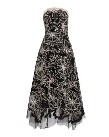 Rickie Freeman for Teri Jon Strapless Floral-Embroidered Tulle Maxi Dress | Thumbnail 1 Rickie Freeman for Teri Jon Strapless Floral-Embroidered Tulle Maxi Dress | Thumbnail 1