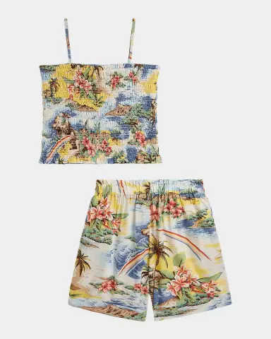 Polo Ralph Lauren Little Girl's & Girl's Tropical-Print Smocked Boxy Top & Short | Thumbnail 2 Polo Ralph Lauren Little Girl's & Girl's Tropical-Print Smocked Boxy Top & Short | Thumbnail 2