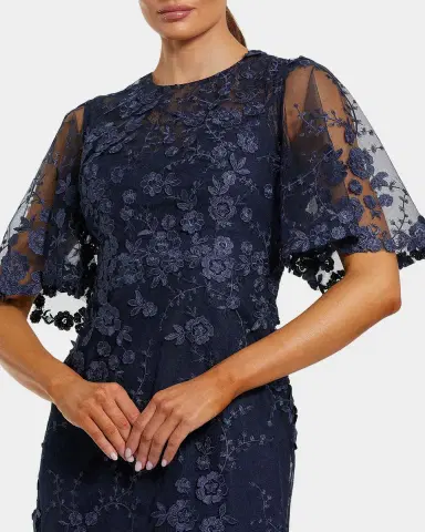 Mac Duggal Embellished Lace Flutter-Sleeve Gown | Thumbnail 2 Mac Duggal Embellished Lace Flutter-Sleeve Gown | Thumbnail 2