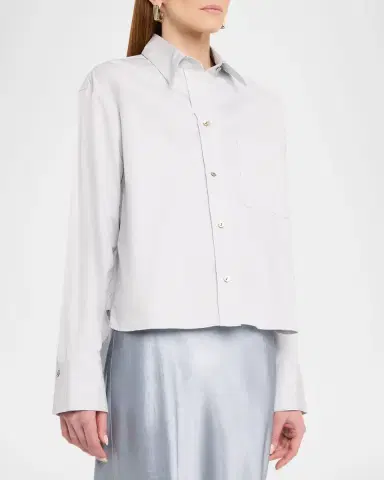Vince Cropped Long-Sleeve Shirt | Thumbnail 4 Vince Cropped Long-Sleeve Shirt | Thumbnail 4