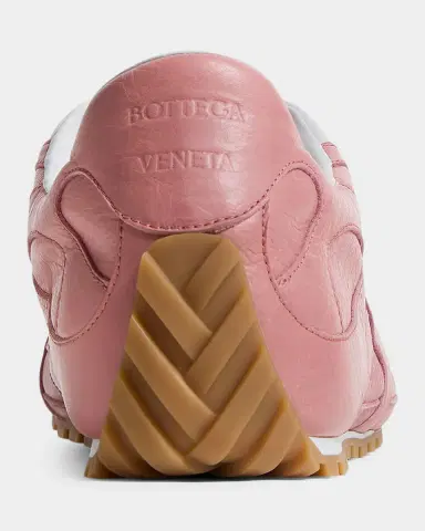 Bottega Veneta Men's Crinkle Leather Intreccio-Sole Low-Top Sneakers | Thumbnail 3 Bottega Veneta Men's Crinkle Leather Intreccio-Sole Low-Top Sneakers | Thumbnail 3