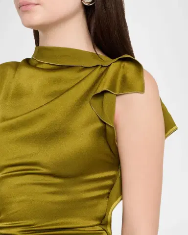Victoria Beckham Draped Sleeve Satin Midi Dress | Thumbnail 5 Victoria Beckham Draped Sleeve Satin Midi Dress | Thumbnail 5