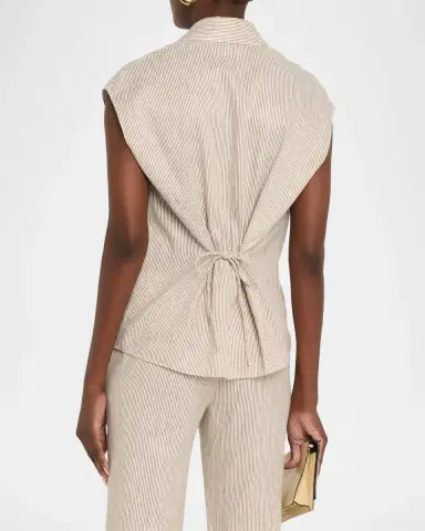 Vince Ticking Stripe Cap-Sleeve Blouse | Thumbnail 3 Vince Ticking Stripe Cap-Sleeve Blouse | Thumbnail 3