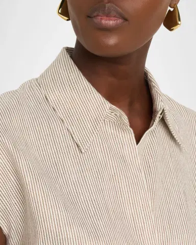 Vince Ticking Stripe Cap-Sleeve Blouse | Thumbnail 5 Vince Ticking Stripe Cap-Sleeve Blouse | Thumbnail 5