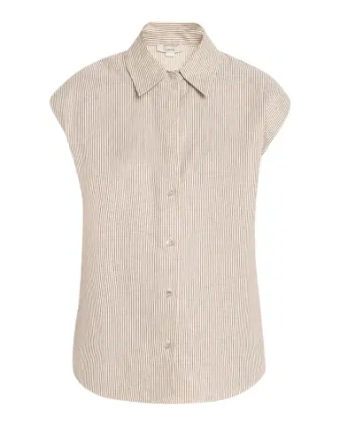 Vince Ticking Stripe Cap-Sleeve Blouse | Thumbnail 1 Vince Ticking Stripe Cap-Sleeve Blouse | Thumbnail 1