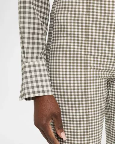 Vince Niki Gingham Mid-Rise Crop Flare Pants | Thumbnail 5 Vince Niki Gingham Mid-Rise Crop Flare Pants | Thumbnail 5