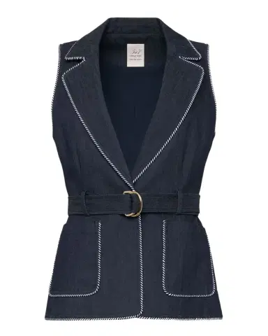 Cinq à Sept Tailored Twist-Trim Denim Vest | Thumbnail 1 Cinq à Sept Tailored Twist-Trim Denim Vest | Thumbnail 1