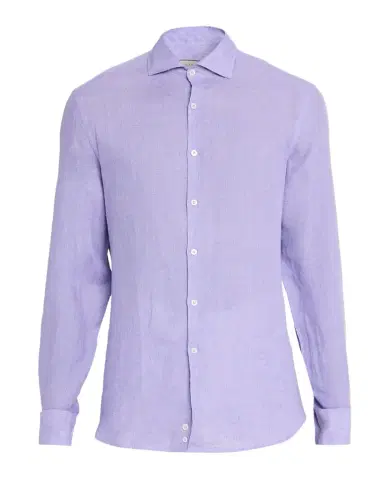 Canali Men's Solid Linen Sport Shirt | Thumbnail 1 Canali Men's Solid Linen Sport Shirt | Thumbnail 1