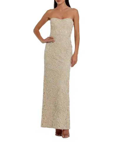 Mac Duggal Strapless Beaded Lace Column Gown | Thumbnail 1 Mac Duggal Strapless Beaded Lace Column Gown | Thumbnail 1